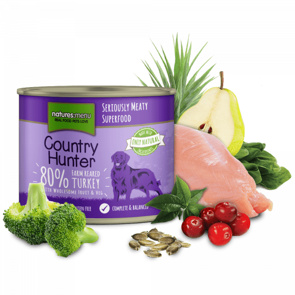 Natures Menu Country Hunter Dog Food Can Farm Reared Turkey 6 x 600g
