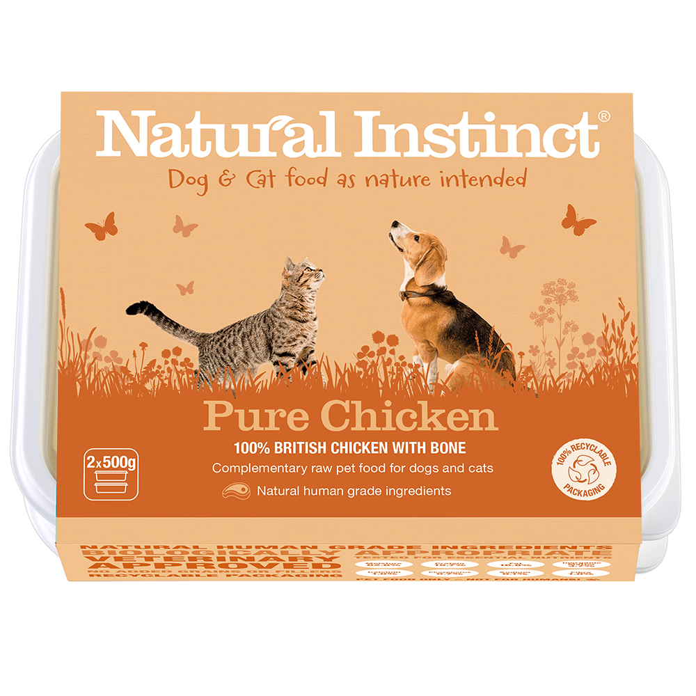 Natural Instinct Pure Chicken Dog and Cat Food 2 x 500g Barehams Pet